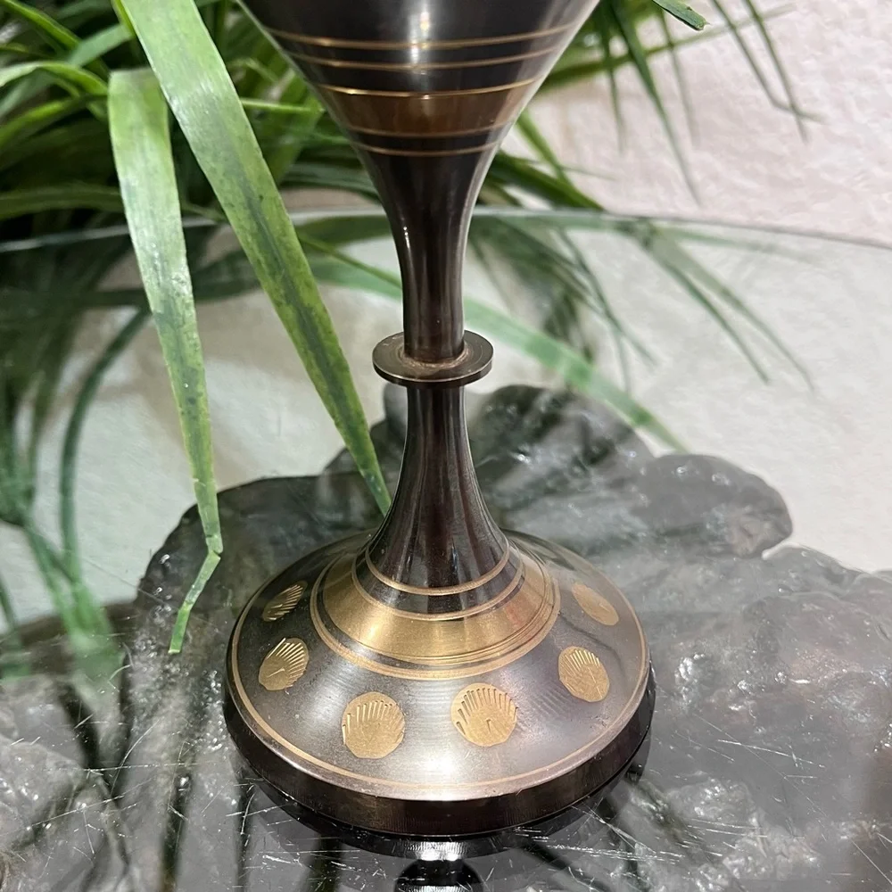 🔥Vintage🔥 Hand Crafted And Etched Tall Brass Vase 12”